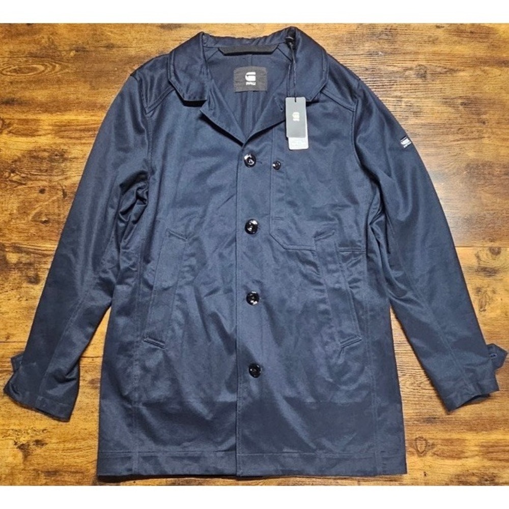 G-Star Raw Men's Navy Blue Cotton Garber Trench‎ Utility Jacket Coat Size L NWT